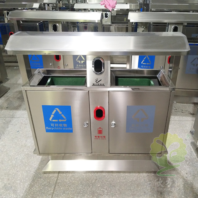 小區常用兩分類不銹鋼垃圾箱