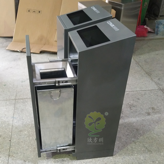 創意小型帶滑軌不銹鋼垃圾箱