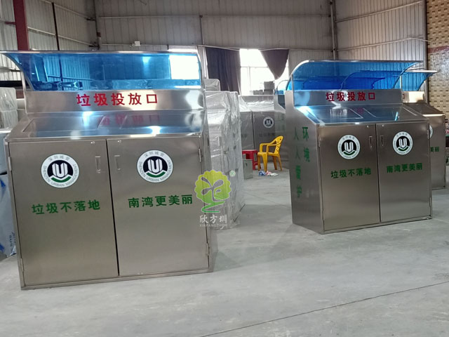 深圳龍崗社區戶外不銹鋼垃圾箱收集亭帶雨棚防水