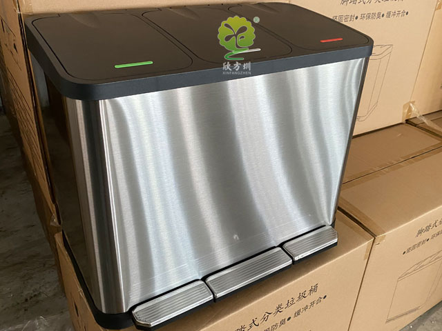 家庭室內不銹鋼3分類垃圾箱