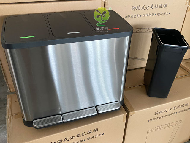 家庭室內不銹鋼3分類垃圾箱
