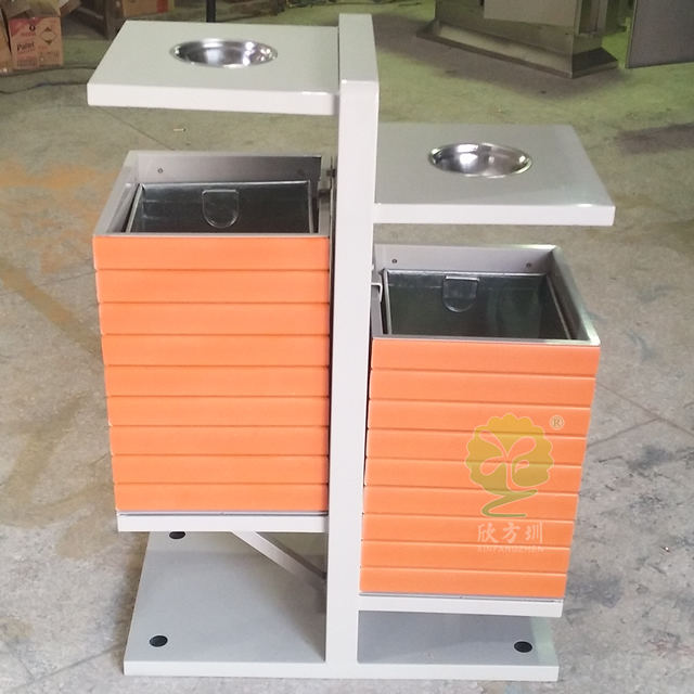 公園創意分類鋼木垃圾桶