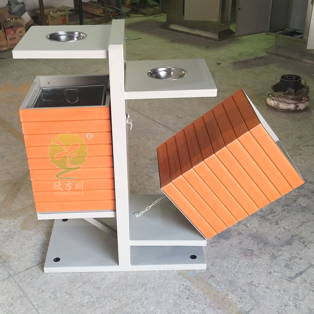 公園創意分類鋼木垃圾桶