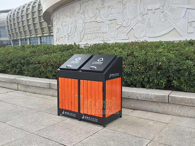 環保鋼木垃圾桶圖片