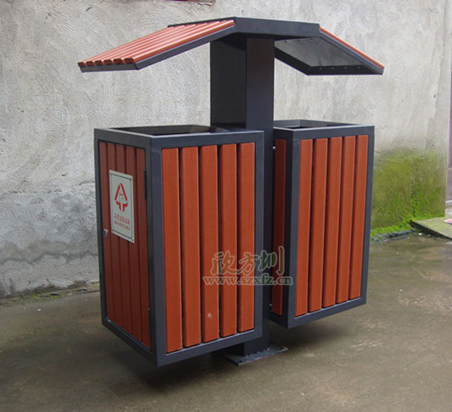 仿古鋼木垃圾桶