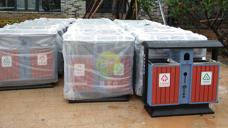 戶外景區分類鋼木垃圾箱