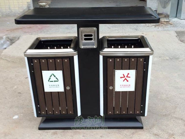 城鎮鋼木分類垃圾桶