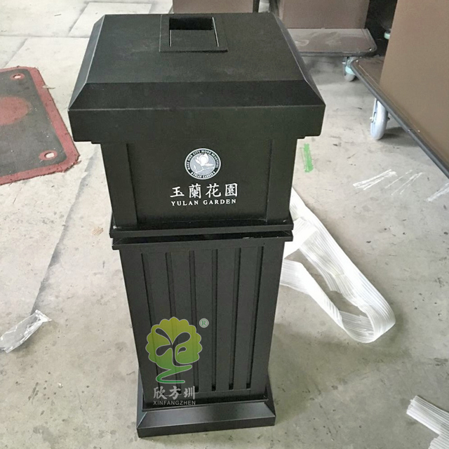 烤漆別墅方形鋼制垃圾桶