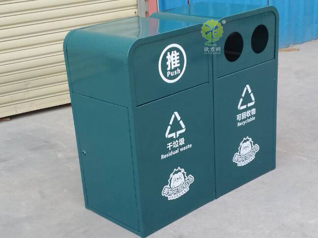 戶外景區方形鋼制垃圾箱