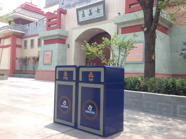 戶外景區方形鋼制垃圾箱