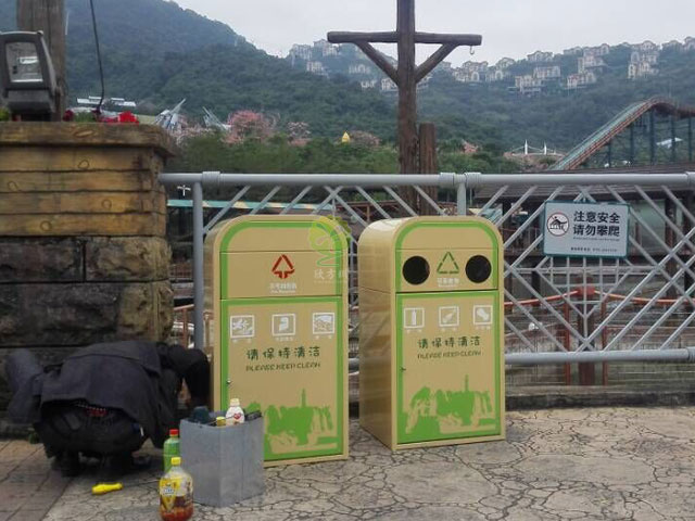 戶外景區方形鋼制垃圾箱