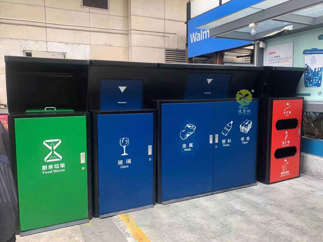 深圳寶安社區垃圾分類亭定時定點不銹鋼密閉大垃圾箱